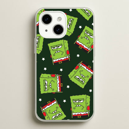 Grumpy Christmas Cartoon Sponge Pattern iPhone 14 Plus Case