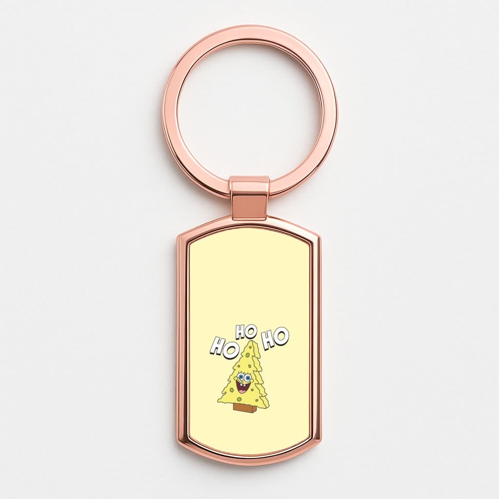 Christmas Tree Cartoon Sponge Rose Gold Keyring