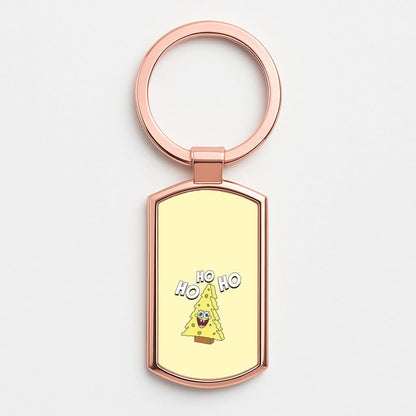 Christmas Tree Cartoon Sponge Rose Gold Keyring