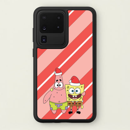 Cartoon Sponge And Starfish Christmas Hats Galaxy S20 Ultra Case