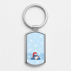 Cartoon Donkey Snowflakes Silver Metal Keyring