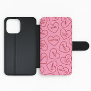 Quote Love Hearts Pattern Flip / Wallet Phone Case 2