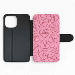 Quote Love Hearts Pattern Flip Phone Case