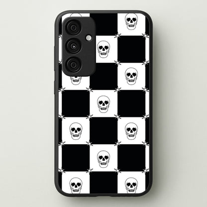 Checkered Skulls Pattern Galaxy A35 Case