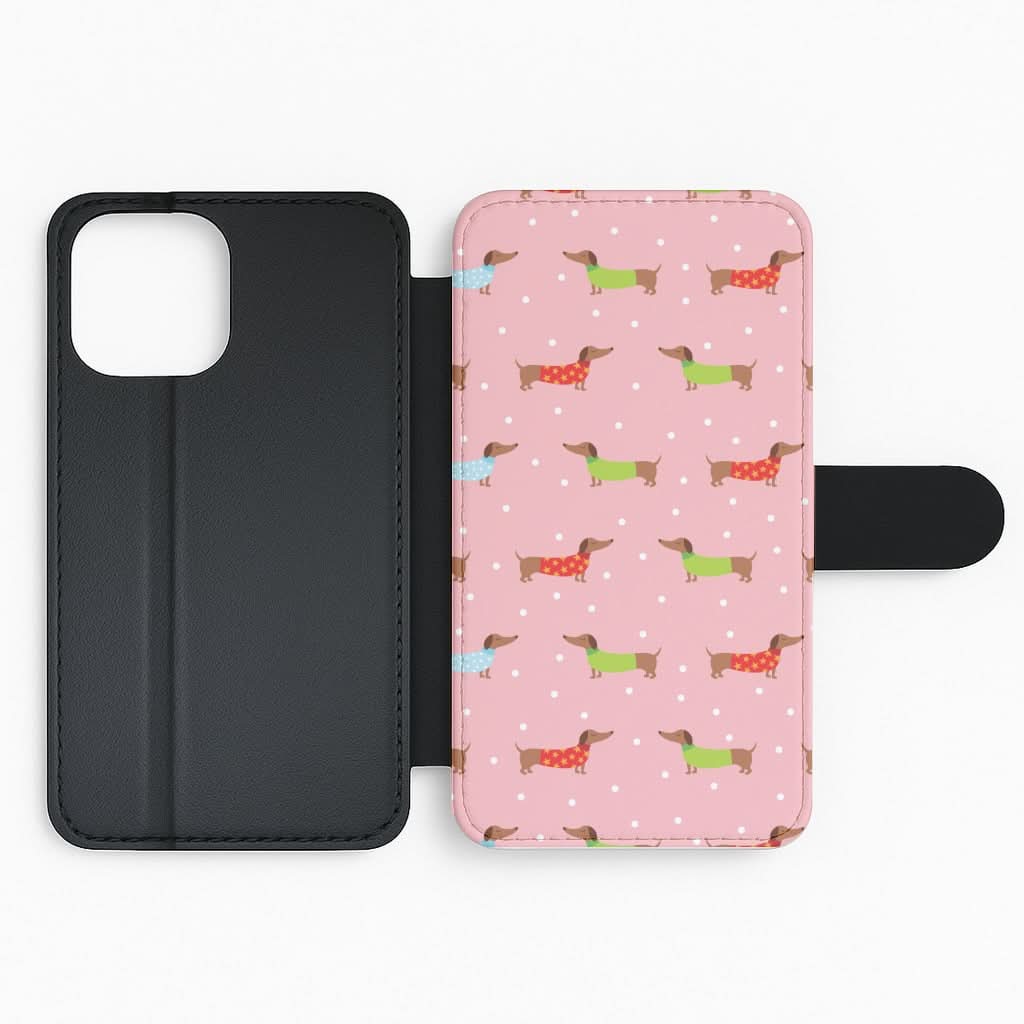 Christmas Jumpers Dachshund Pattern Flip Phone Case