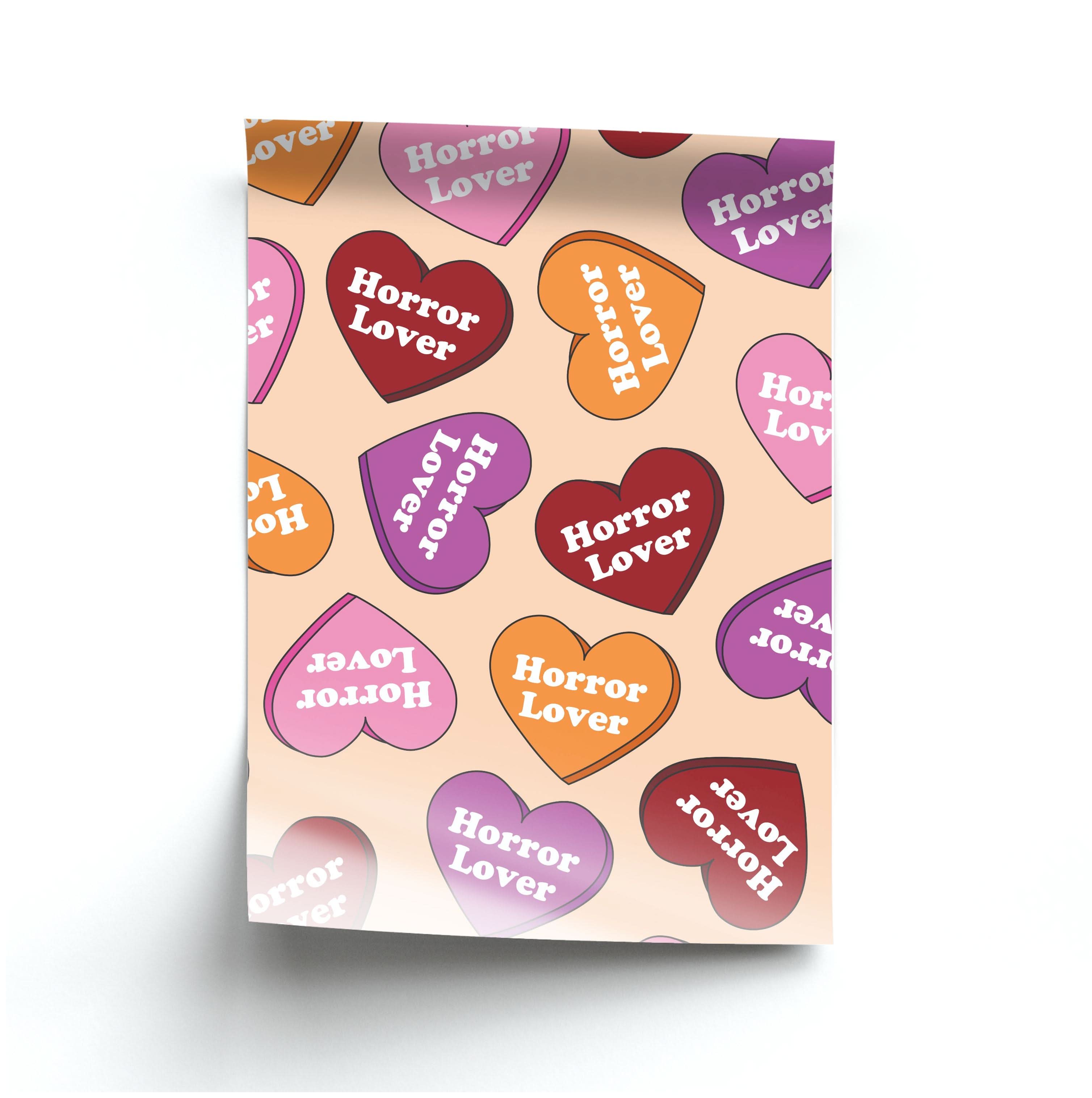 Horror Lover Hearts Pattern Poster