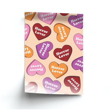 Horror Lover Hearts Pattern Poster