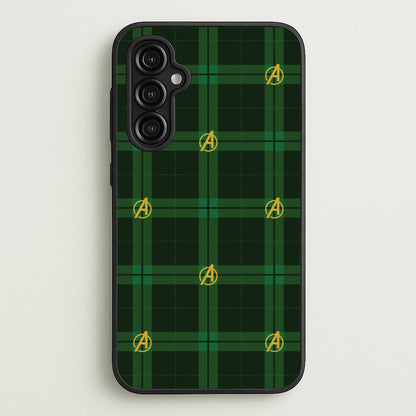 Superhero Team Green Tartan Pattern Galaxy A14 Case