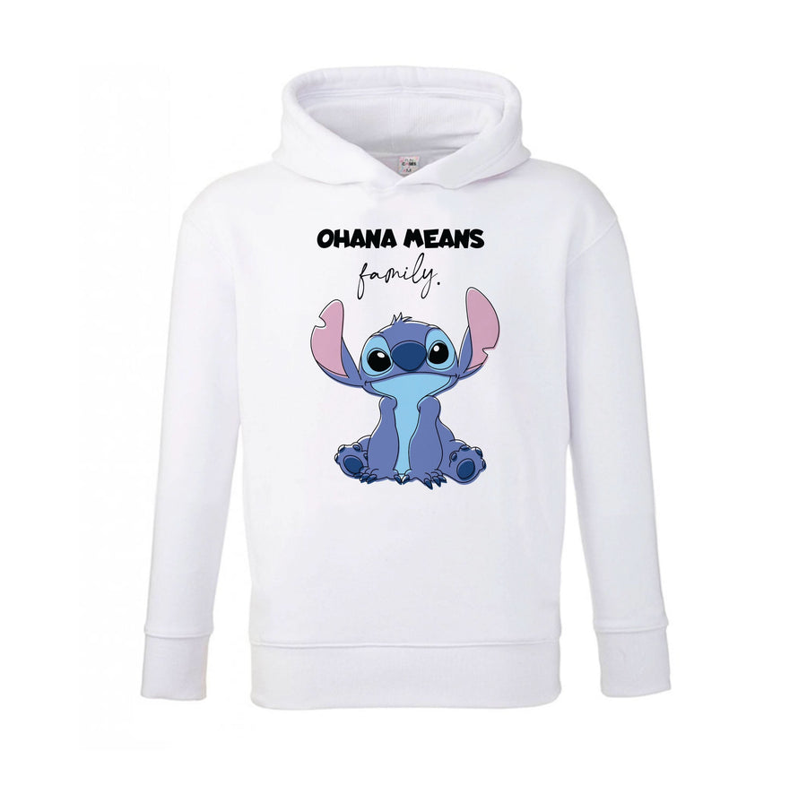 Ohana Means Family Pink Kids Hoodie