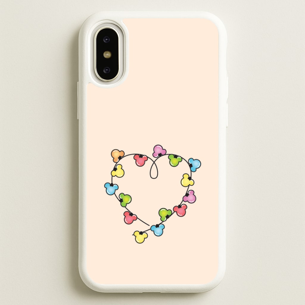 Cartoon Mouse Christmas Fairylights Heart iPhone X / XS Case