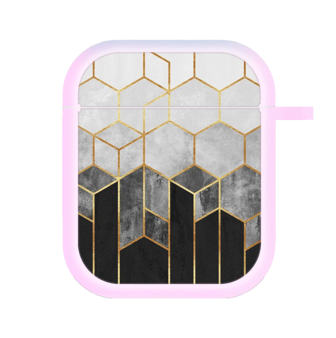 Black White & Gold Honeycomb Pattern AirPods Case