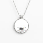 Merry Christmas String Lights Circle Necklace