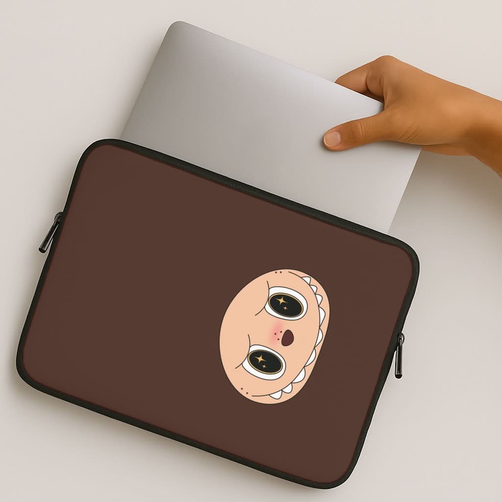 Cute Brown Monster Face MacBook Cover
