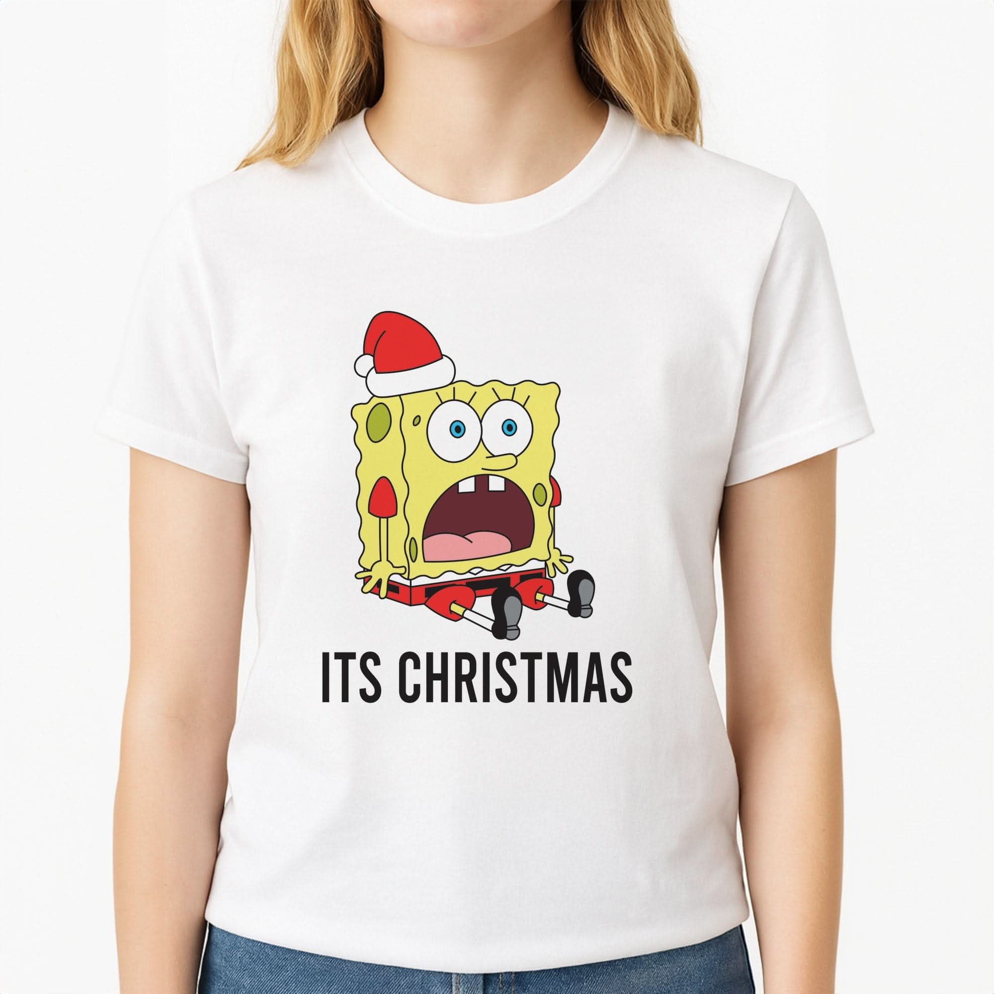 It's Christmas Cartoon Sponge Womens T-Shirt