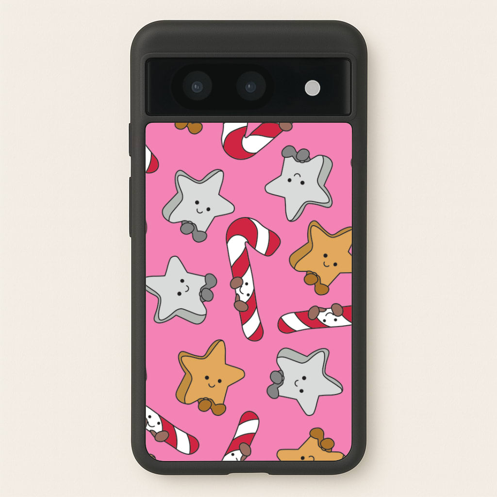 Pink Christmas Plushies Pattern Google Pixel 8a Case