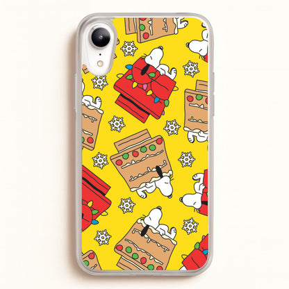 Cartoon Beagle Fairylights And Gingerbead Pattern iPhone XR Case