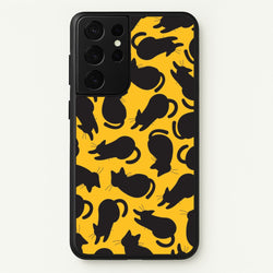 Black Cat Silhouettes Pattern Galaxy S21 Ultra Case
