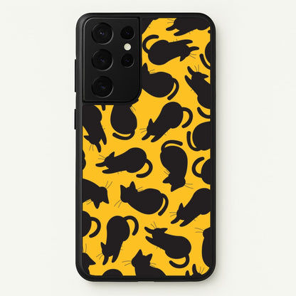 Black Cat Silhouettes Pattern Galaxy S21 Ultra Case