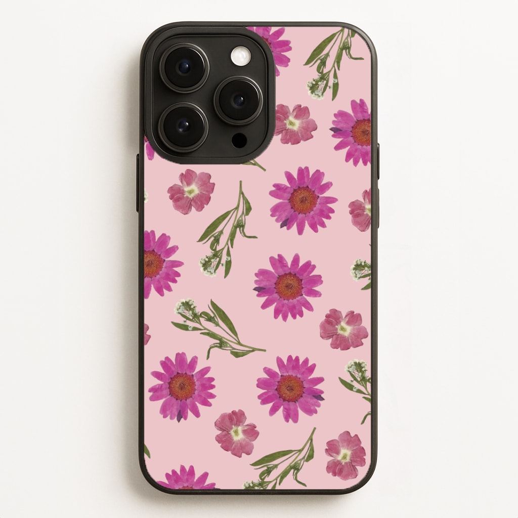 Pressed Pink Flowers Pattern  Phone Case for iPhone, Samsung Galaxy and Google Pixel