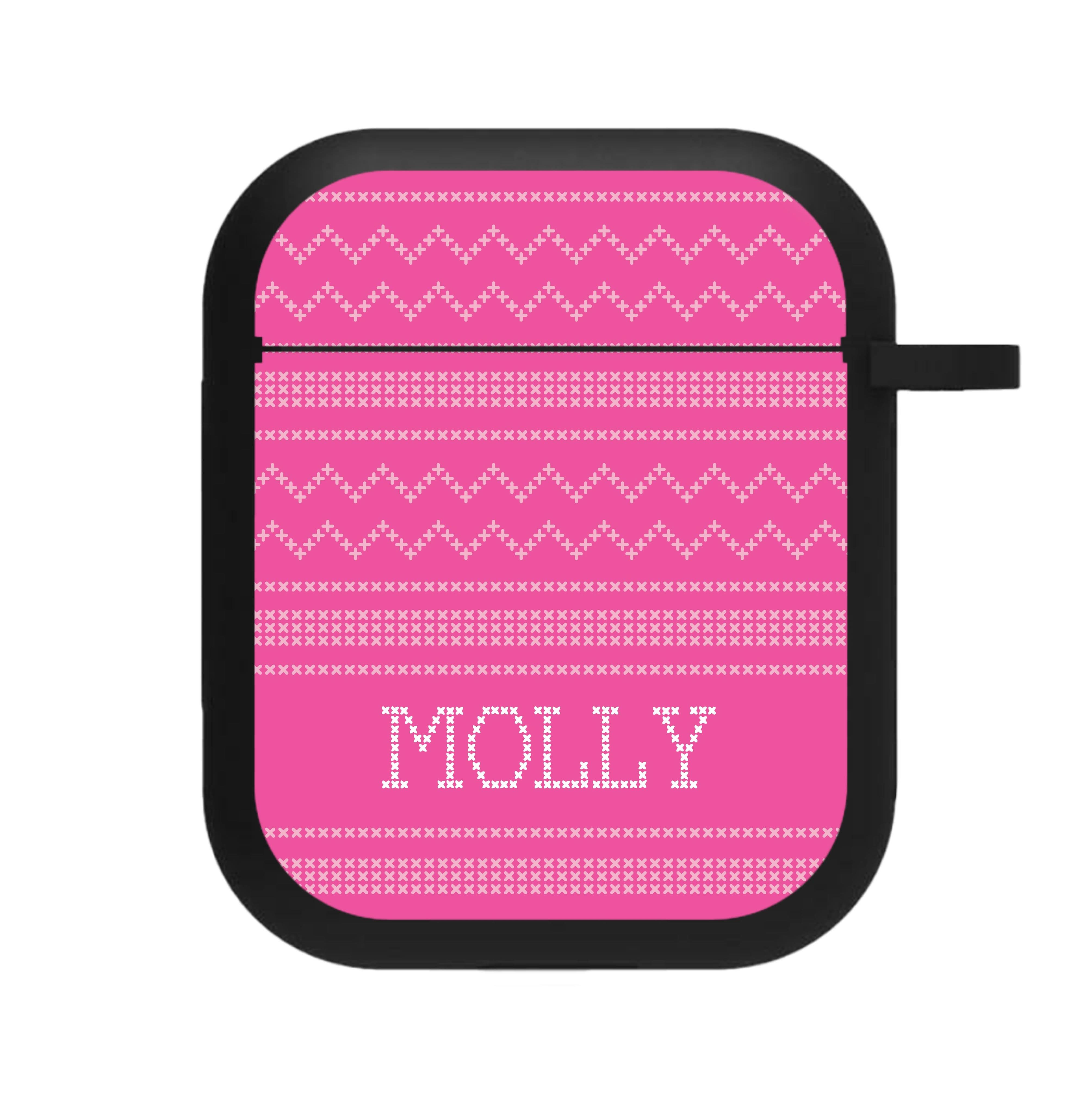 Personalised Christmas Jumper Pink AirPods Case