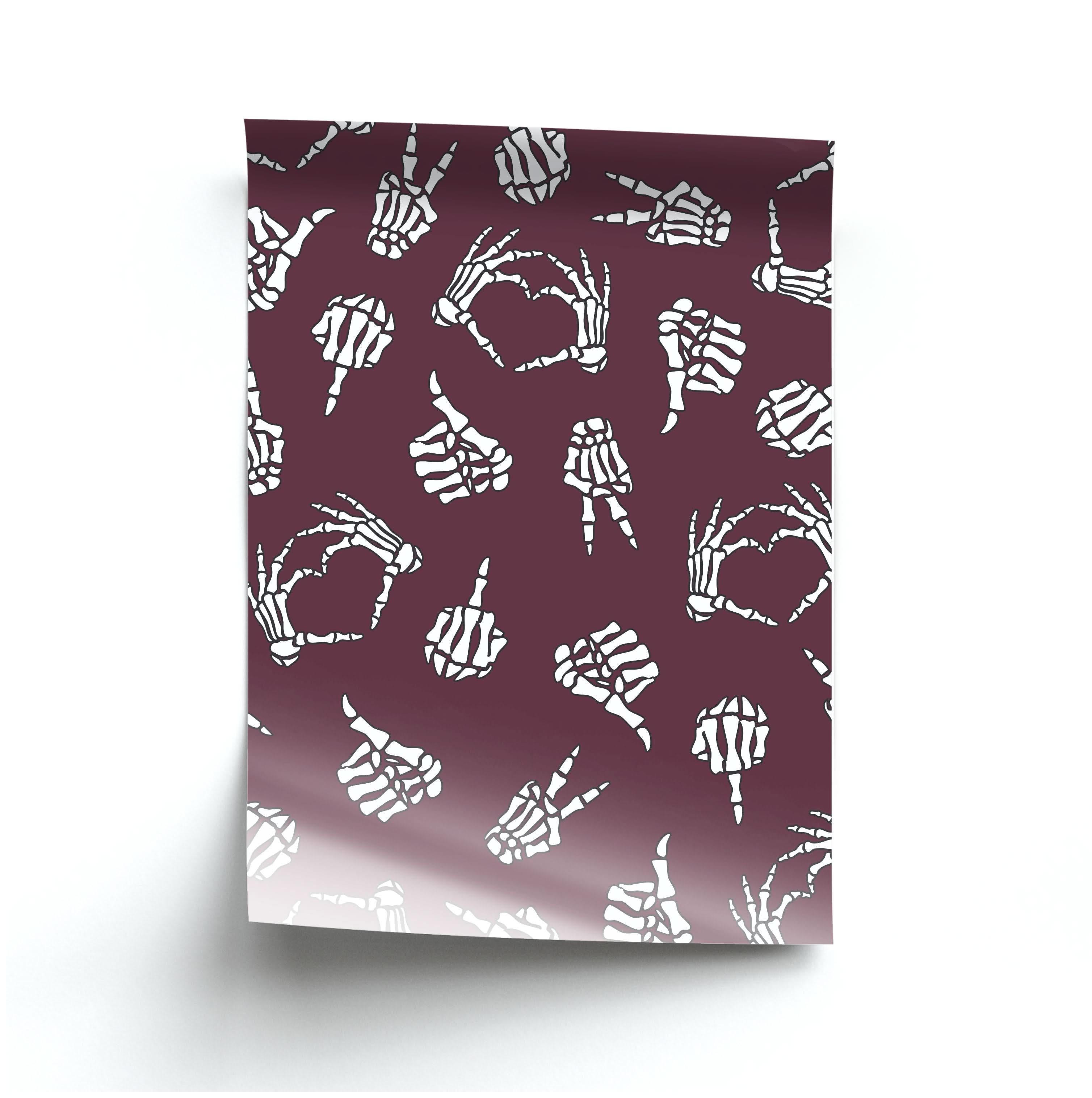 Skeleton Hands Pattern Poster