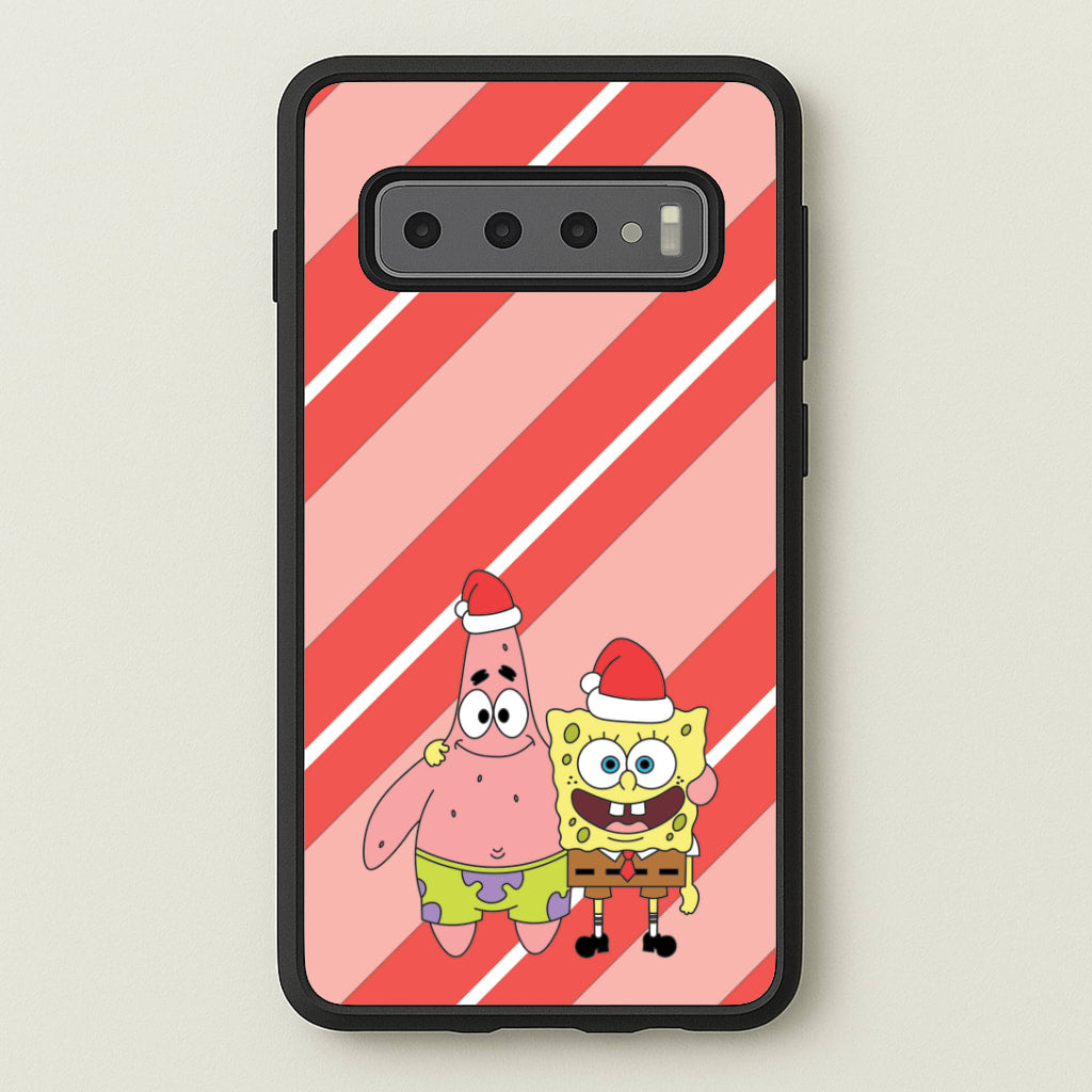 Cartoon Sponge And Starfish Christmas Hats Galaxy S10 Plus Case