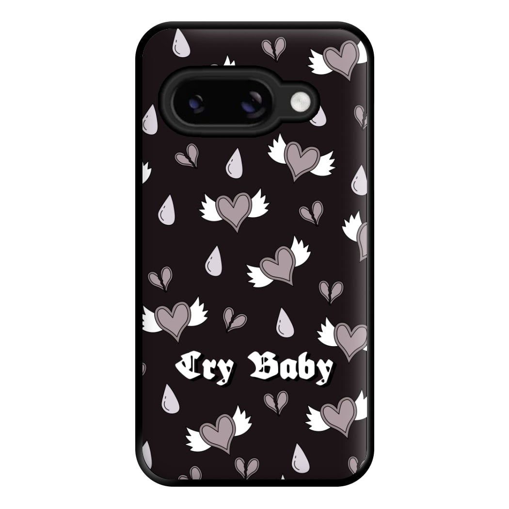 Cry Baby Monochrome Hearts Pattern Google Pixel 9a Case