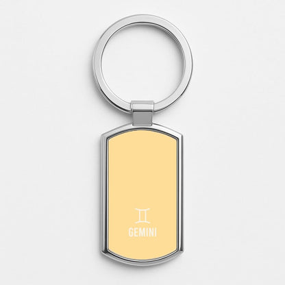 Gemini Pastel Zodiac Silver Metal Keyring