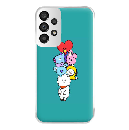 Green BT21 - RJ, Mang, Koya, Chimmy, Cooky, Shooky, Tata - K Pop Phone Case