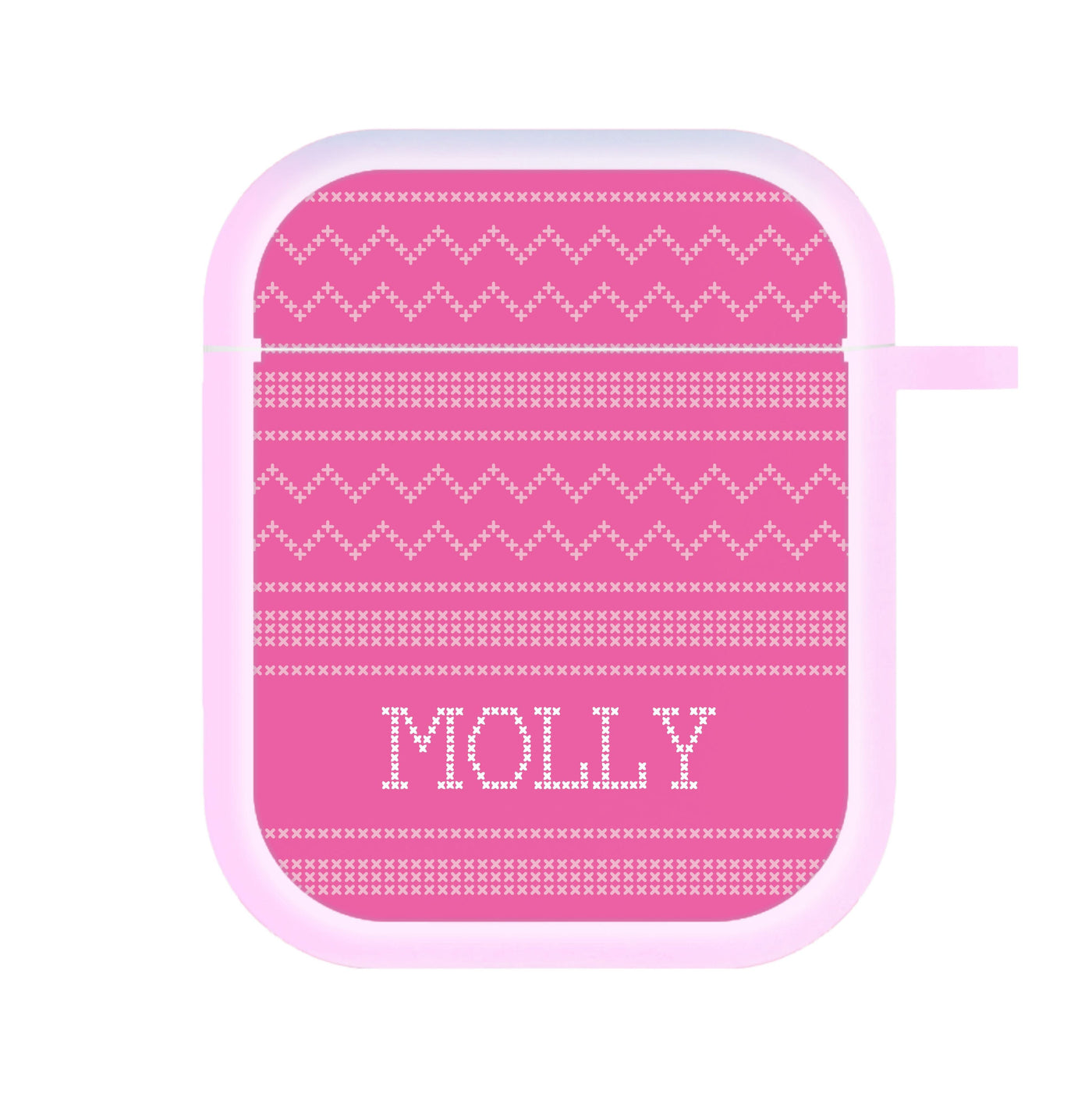 Personalised Christmas Jumper Pink AirPods Case