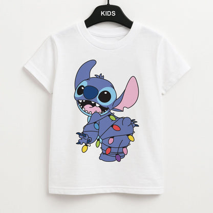 Cute Blue Alien Fairylights Kids Unisex T-Shirt