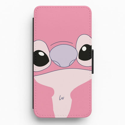 Cute Pink Alien Face Flip / Wallet Phone Case