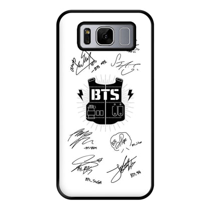 White K-Pop Band Army Logo and Signatures Phone Case