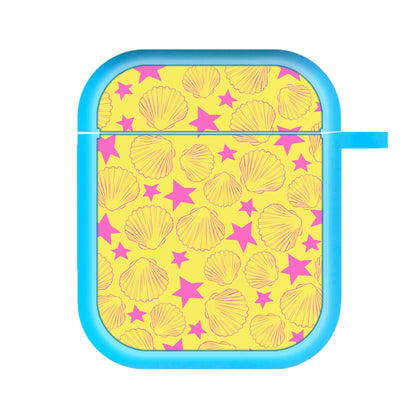 Seashells And Stars Yellow Pattern AirPods Case