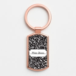 Personalised School Notebook Rose Gold Keyring