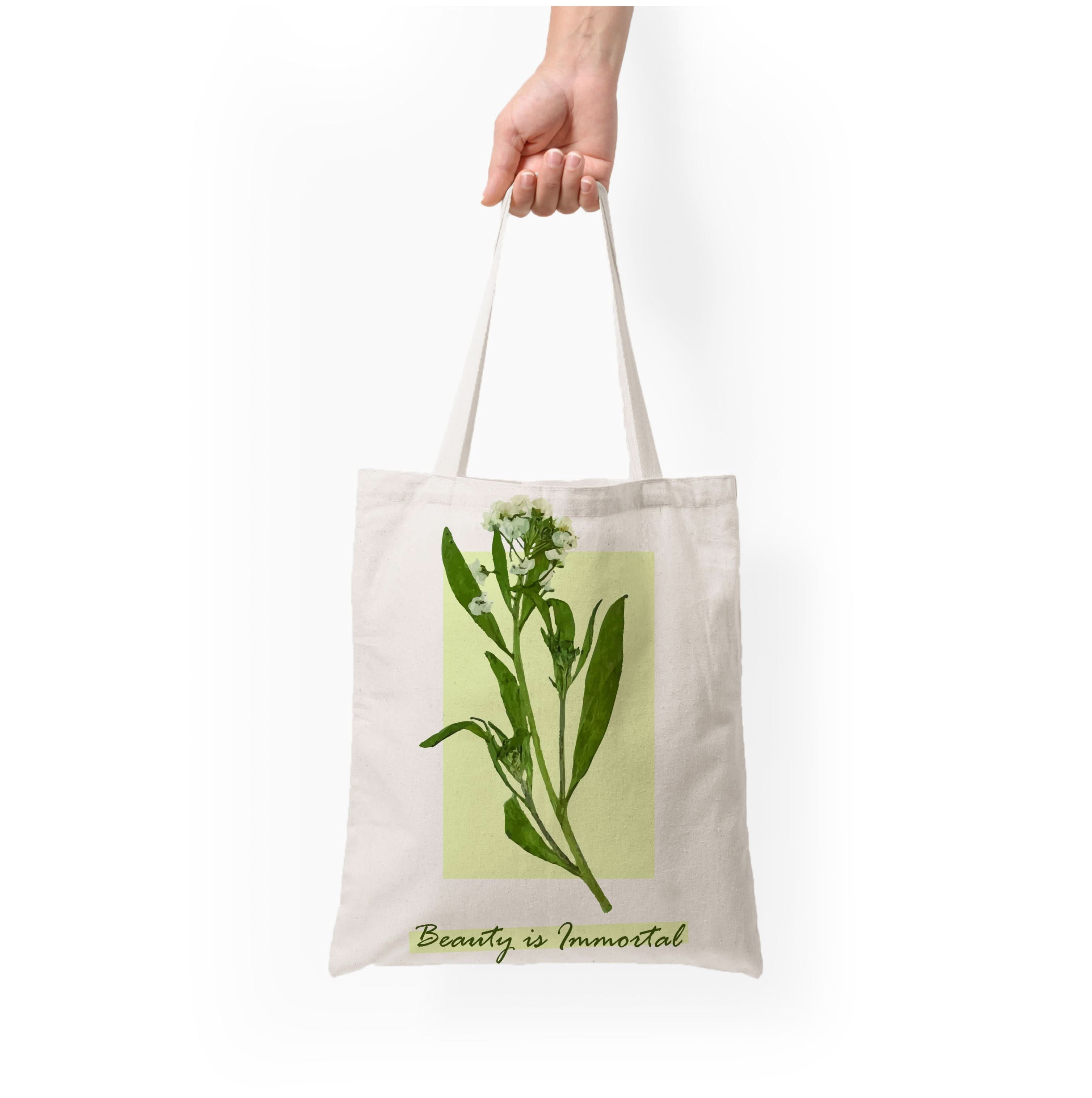 Beauty Is Immortal Press Flower Tote Bag