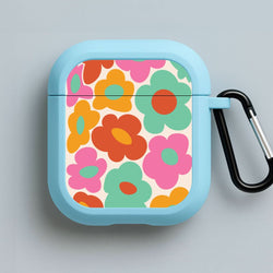 Abstract Trippy Retro Flowers Blue AirPods Case