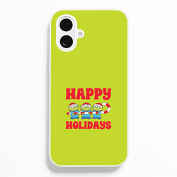 Happy Holidays Cute Green Aliens iPhone 16 Plus Case
