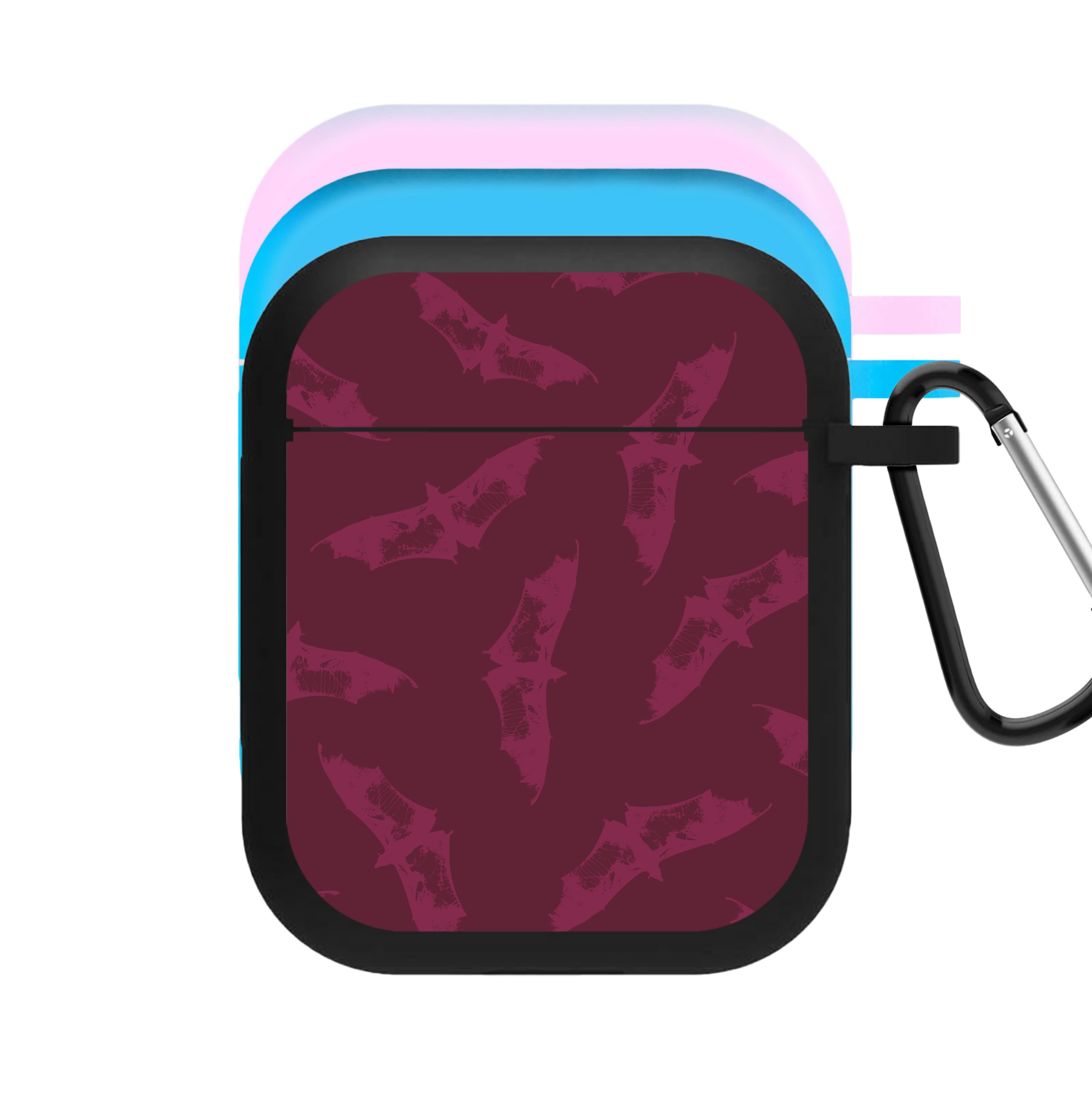 Dark Pink Bats Pattern AirPods Case