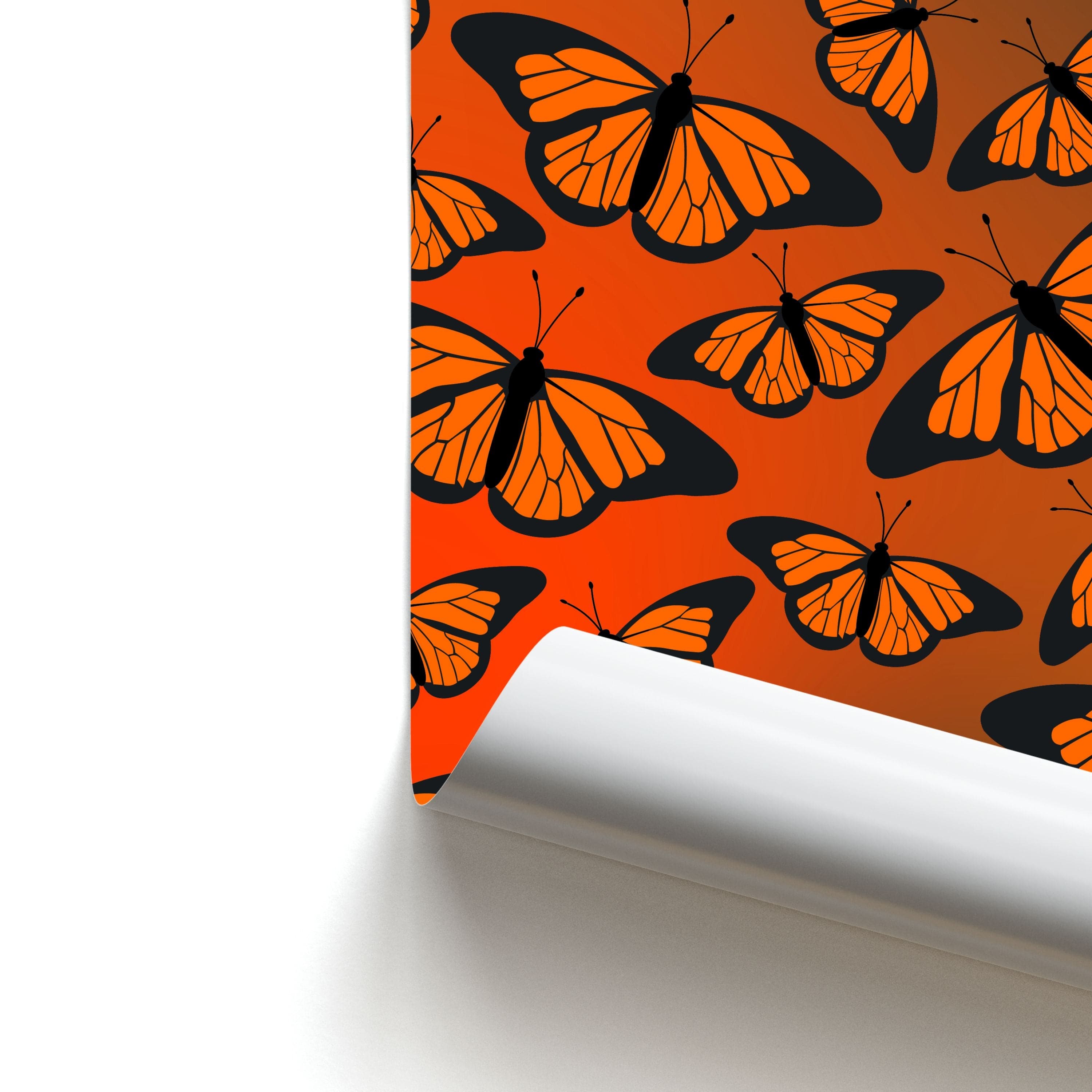 Orange Gradient Butterfly - Butterfly Patterns Poster