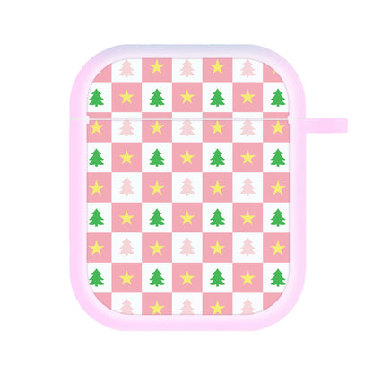 Pink And Green Tree Pattern AirPods Case