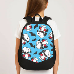 Cartoon Beagle Vampire And Bats Pattern School Bag