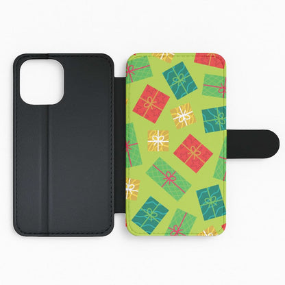 Colourful Abstract Christmas Presents Pattern Flip Phone Case