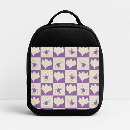 Spiders And Ghosts Checkered Pattern I Insulated Lunch Bag