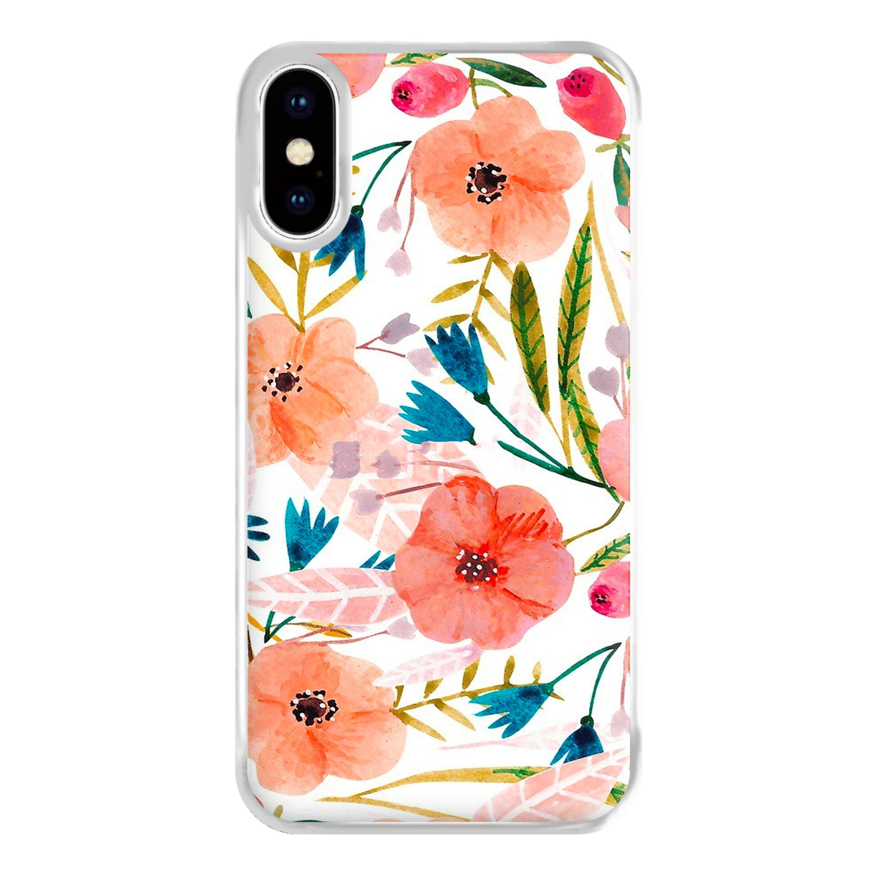 Peach Watercolour Floral Pattern Phone Case