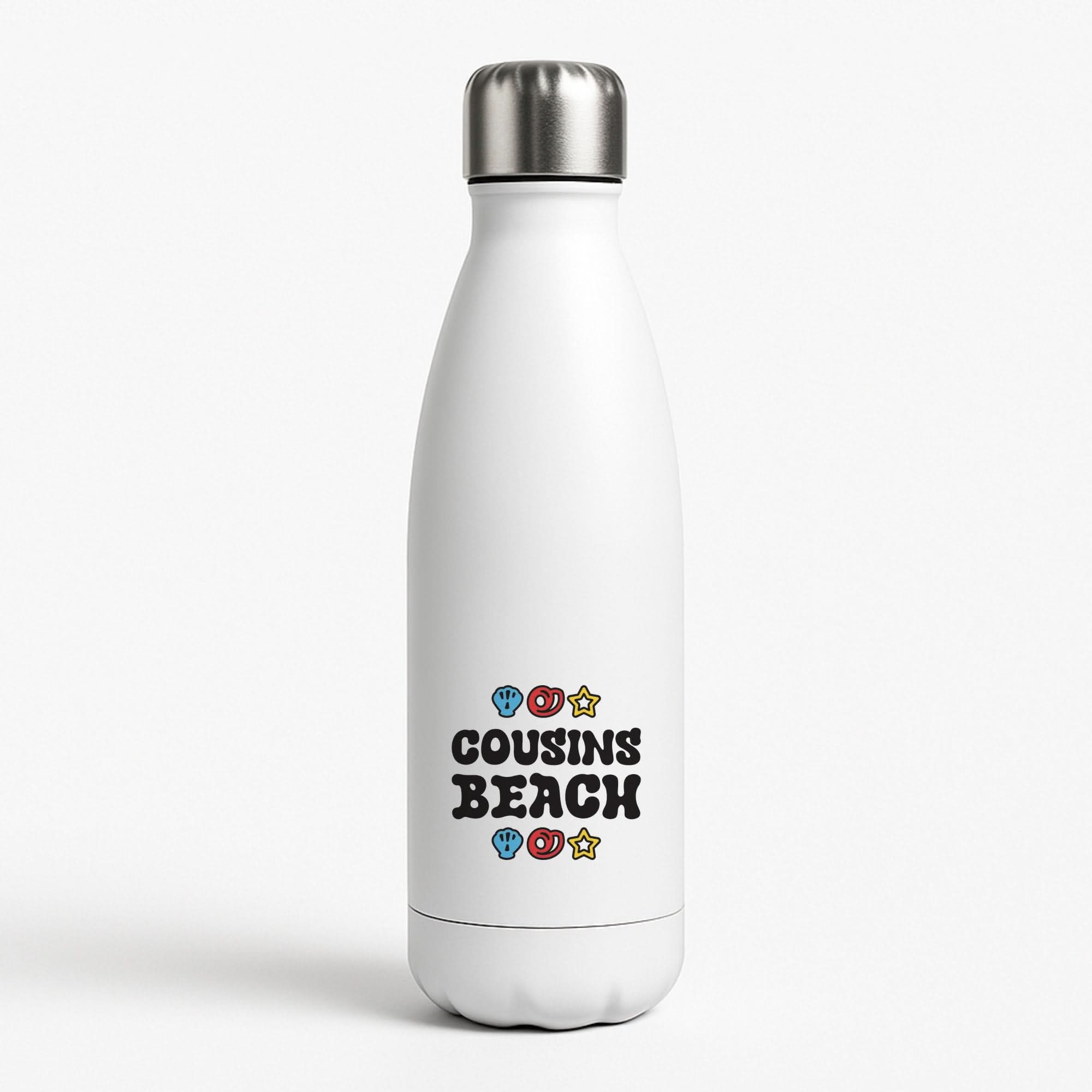 Cartoon Cousins Beach White Water Bottle