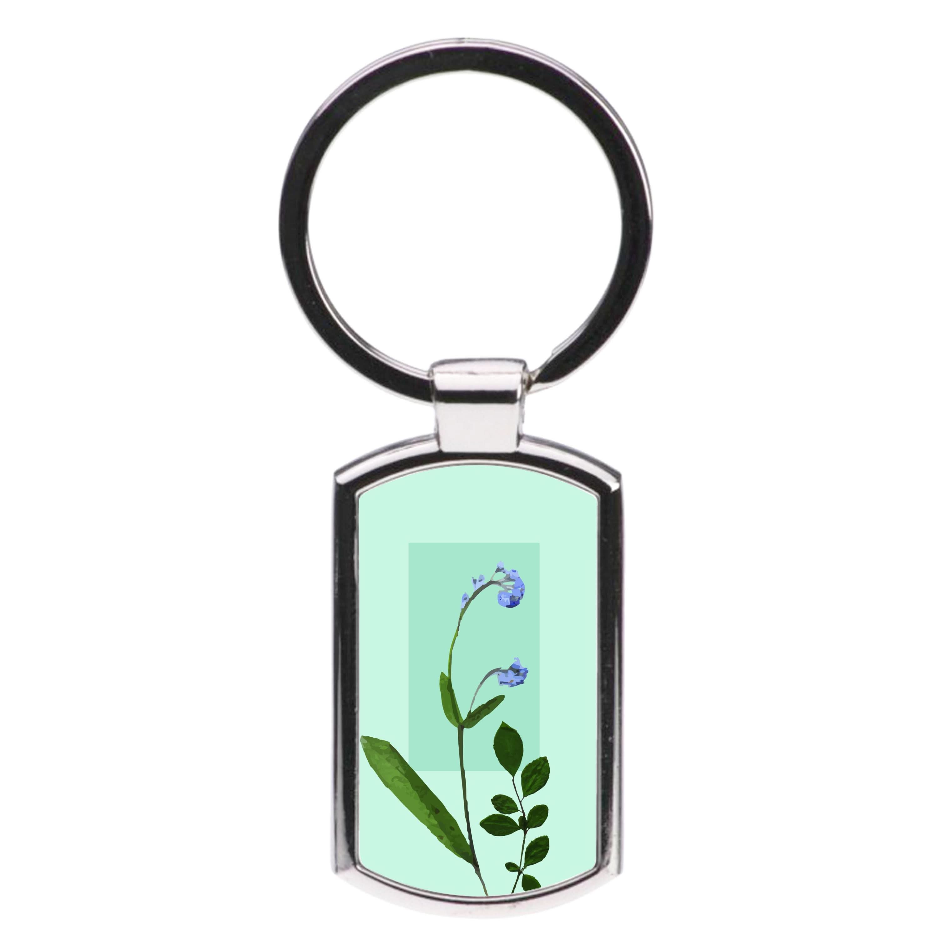 Abstract Blue Pressed Flower Luxury Keyring