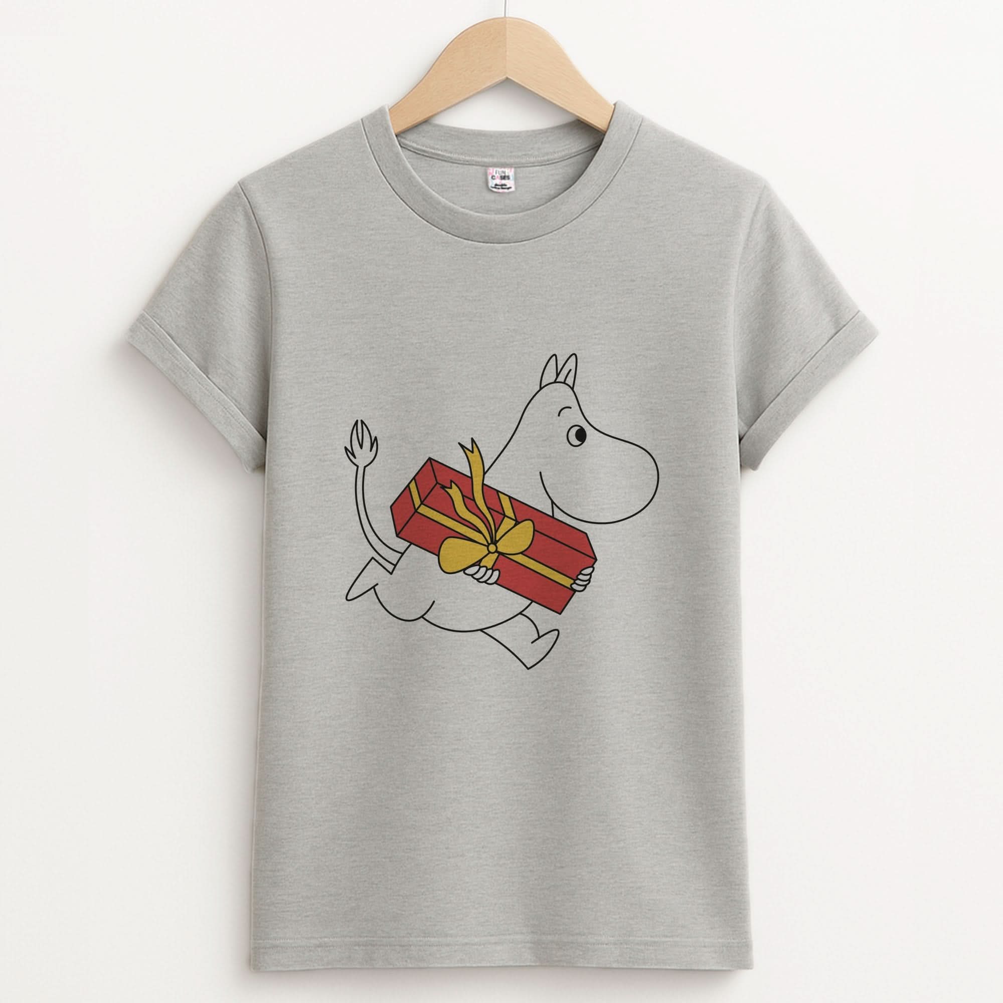 Red Present Moom Unisex Grey T-Shirt