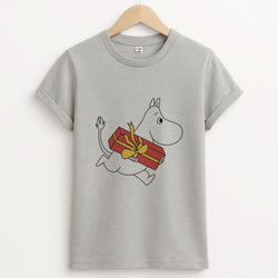 Red Present Moom Unisex Grey T-Shirt