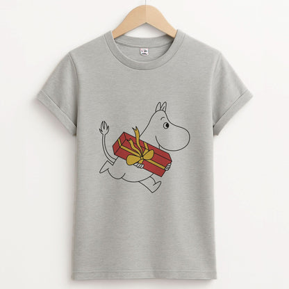Red Present Moom Unisex Grey T-Shirt